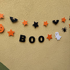 Гірлянда паперова на Хелловін "BOO", 2 м
