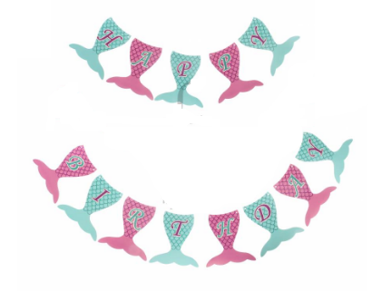 Гірлянда в стилі Русалки Happy Birthday, фото 1