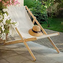 Шезлонг із масиву дерева бук LiLy Woodman Без покриття/кремовий