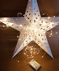 Гірлянда - нитка Роса на батарейках, теплий білий, 10 м