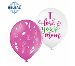 Латексна кулька BELBAL 12"(30 см) "I Love you mom", 10 шт мікс