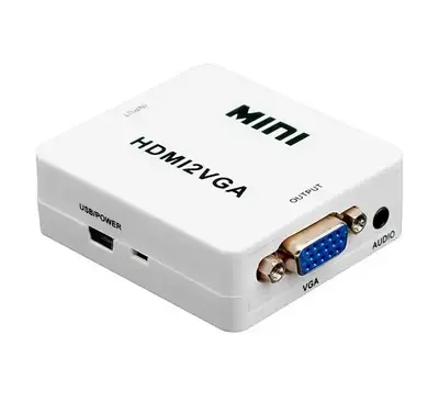 Перехідник VGA на HDMI конвертер для ПК, ноутбука, відео реєстратора адаптер перетворювач з аудіо та зовнішнім живленням HDMI -