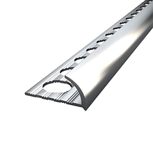 Зовнішній закруглений алюмінієвий профіль під плитку 10 мм НАП-10 (2,7 м) полірований алюміній