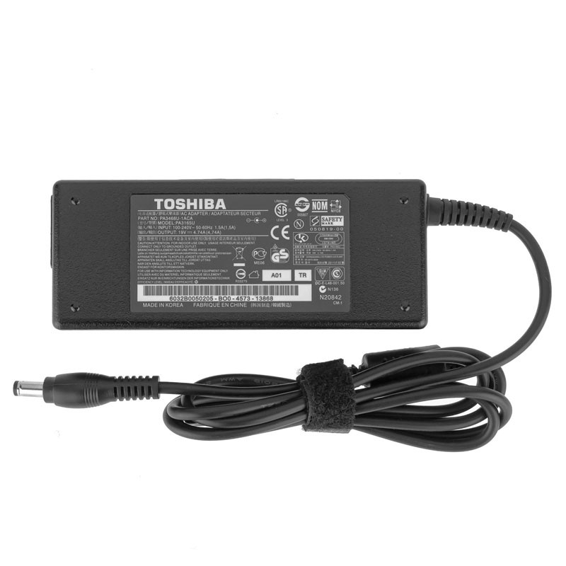 Блок живлення для ноутбука TOSHIBA 19V, 4.74A, 90W, 5.5*2.5мм, прямий роз'єм, black, RECTANGULAR