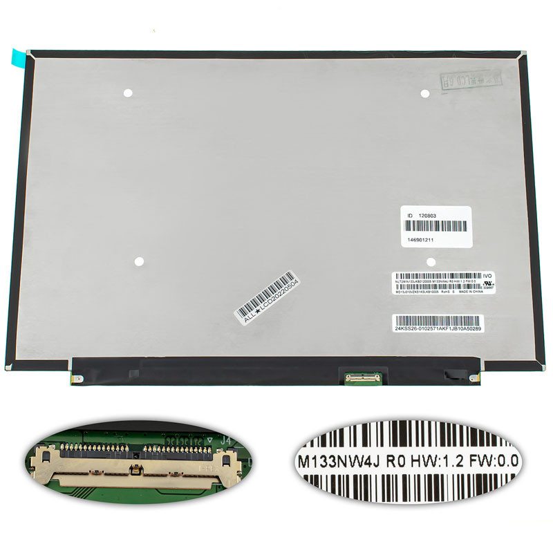 Матриця 13.3" M133NW4J R0 (1920*1200, 30pin(eDP, 300cd/m2 100% sRGB), LED, SLIM(без вушок та планок), матова, роз'єм праворуч, фото 1