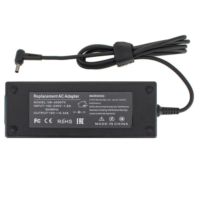 Блок живлення для ноутбука ASUS 19V, 6.32A, 120W, 4.5*3.0-PIN, 3 hole, L-образний роз'єм, black (Replacement AC Adapter) (без