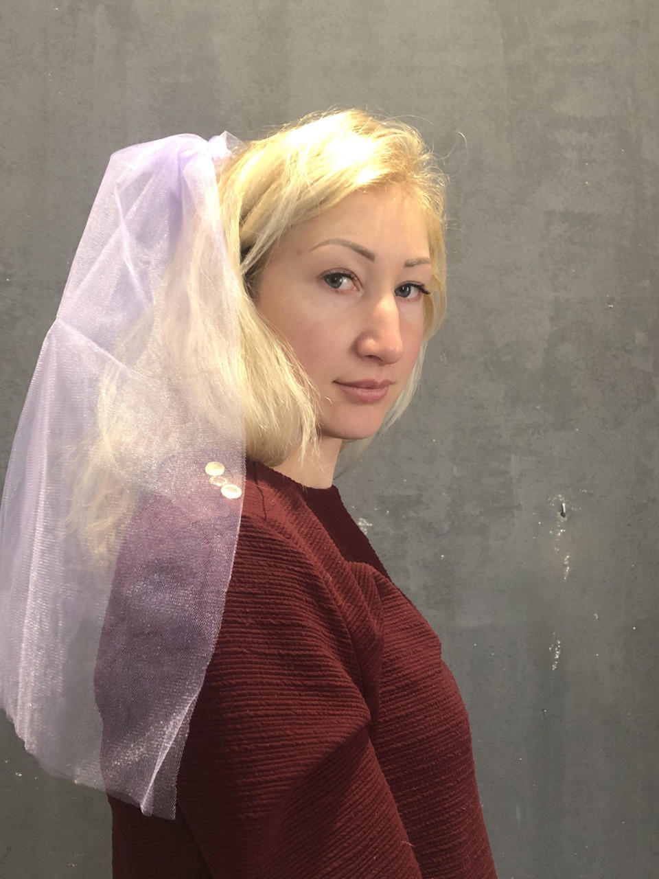 Фата для дівич-вечора, бузкова, фото 1