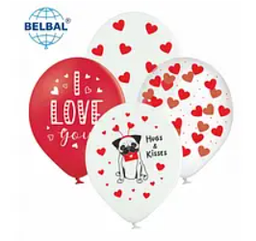Латексна кулька BELBAL 12"(30 см) "Мопс", 10 шт мікс