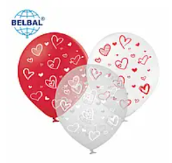 Латексна кулька BELBAL 12"(30 см) "Сердечка мікс", 10 шт мікс