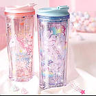 Термостакан з подвійними стінками акриловий "Єдинороги", 300 мл, фото 2