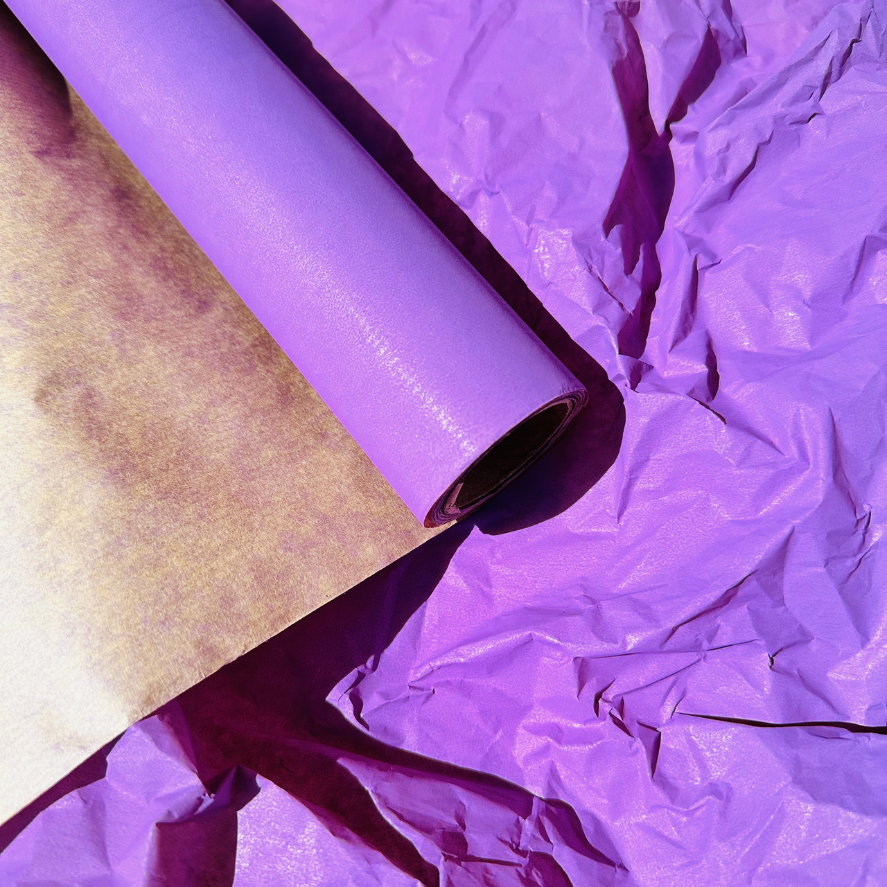 Папір тиш'ю в рулоні фіолетовий + крафт 15 м, фото 1