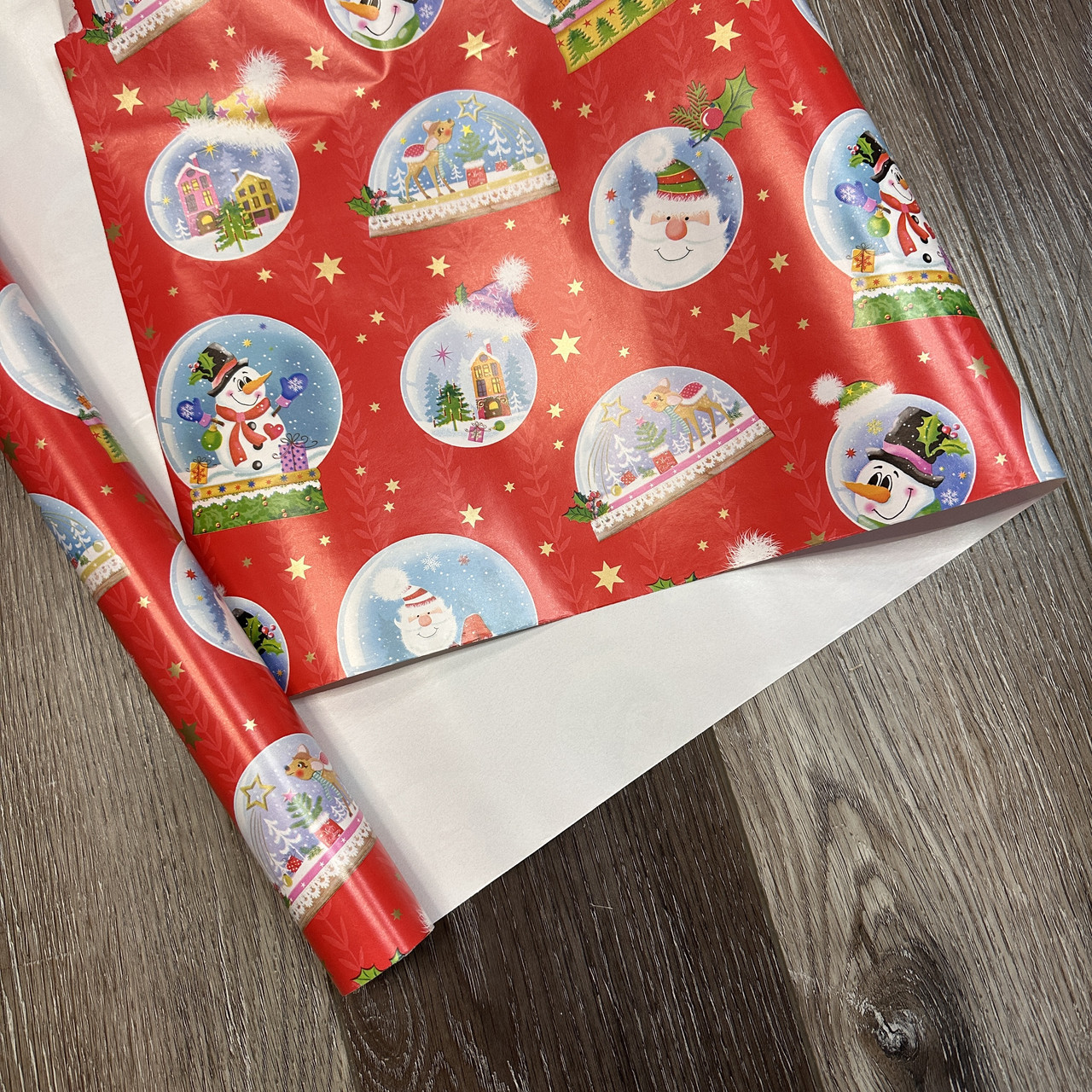 Папір крейдований новорічний Санта і сніговик, 70 см х 7 м, фото 1