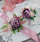 Набір екслюзивних бутоньєрок у кольорі запилена троянда, фото 3