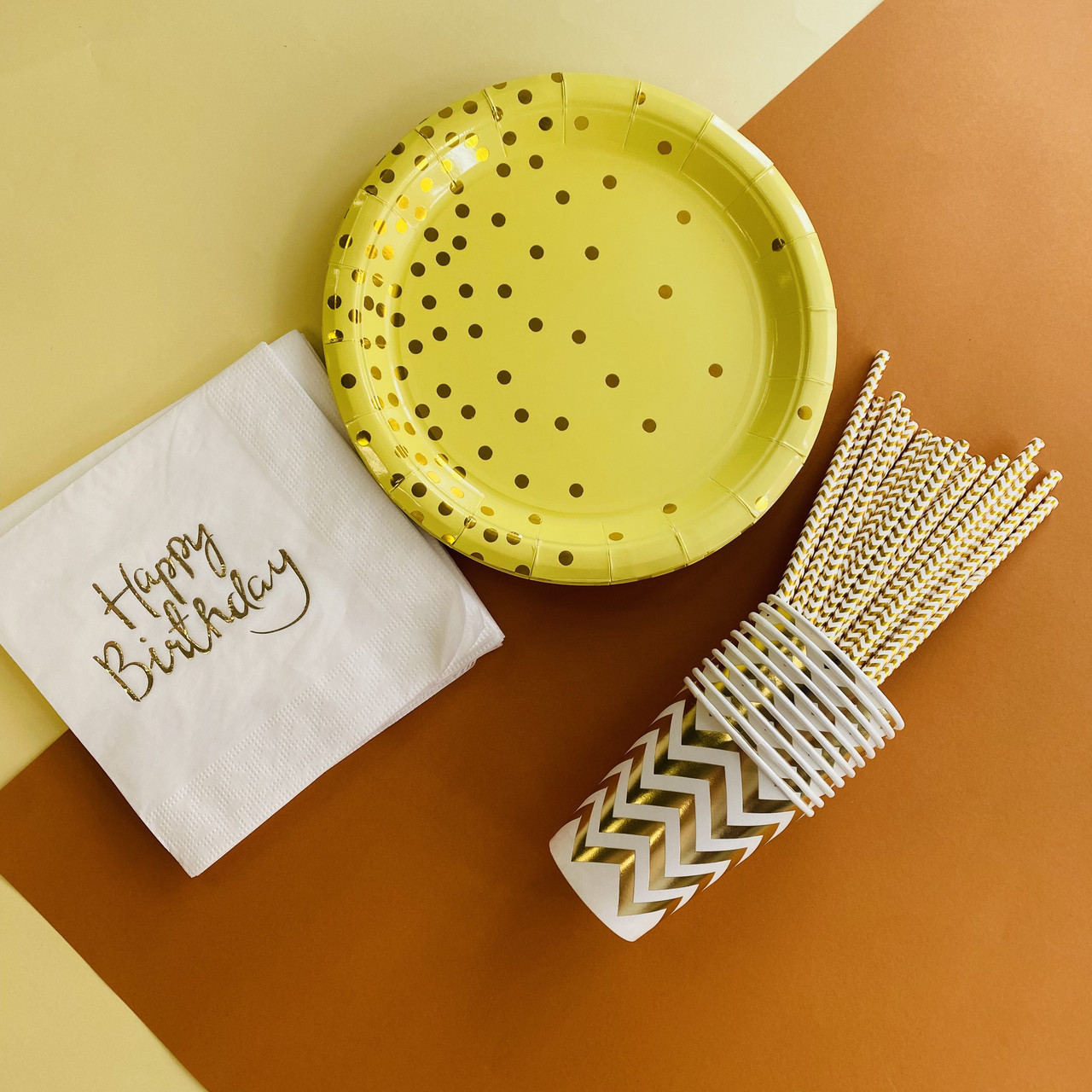 Набір посуду для свята Тренд жовтий, фото 1