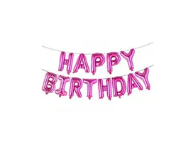 Надувні фольговані слова "HAPPY BIRTHDAY" фуксія, 40 см