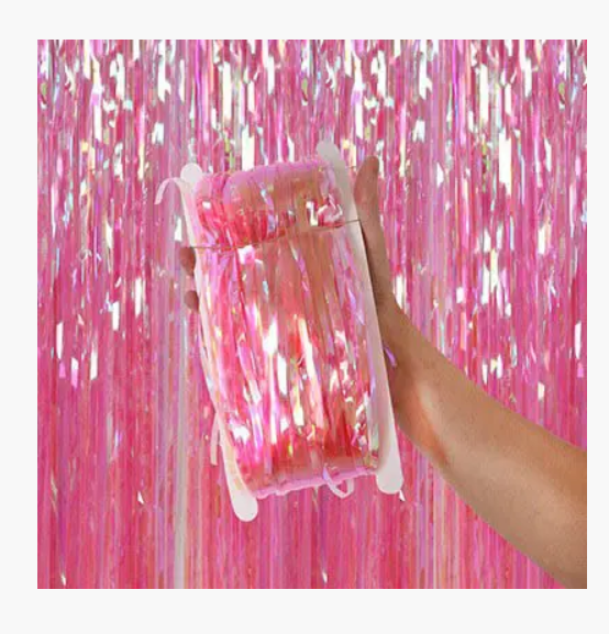 Шторка-завіса з фольги для фотозони "Хамелеон рожева", 2 х 1 м, фото 1