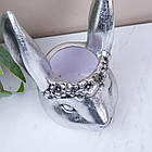 Кашпо керамічне "Голова зайчика" срібне, 19 х 13 х 8 см, фото 2