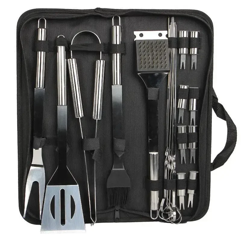Набір для барбекю grilljoy 20 шт., набір для барбекю з нержавіючої сталі в алюмінієвому футлярі для зберігання, професійний набір, фото 1