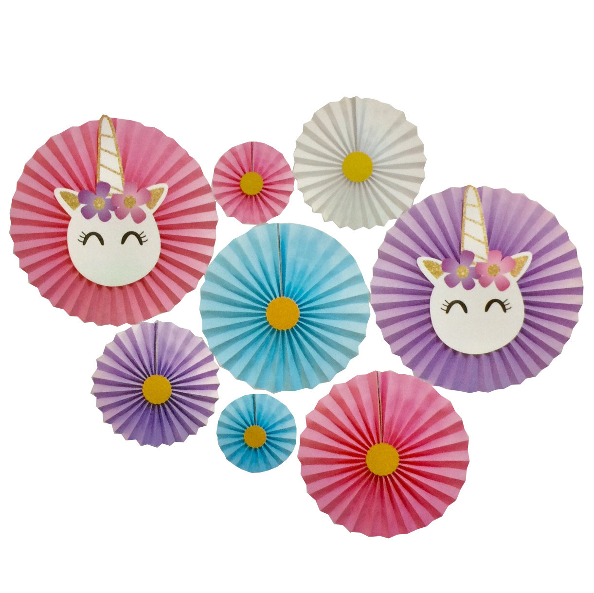 Набір паперових віял для оформлення свята Єдиноріг, фото 1