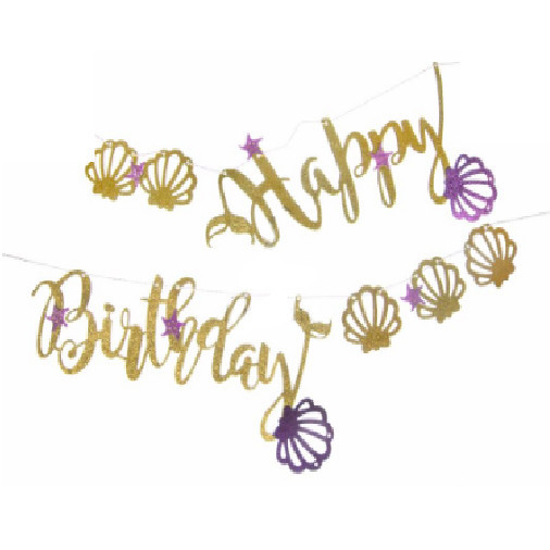 Гірлянда в стилі Русалки Happy Birthday, золото, фото 1