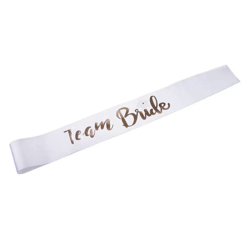 Стрічка на дівич-вечір Team Bride, біла, фото 1