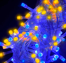 Гірлянда Нитка LED 300, жовто - тблакитна 15 метрів