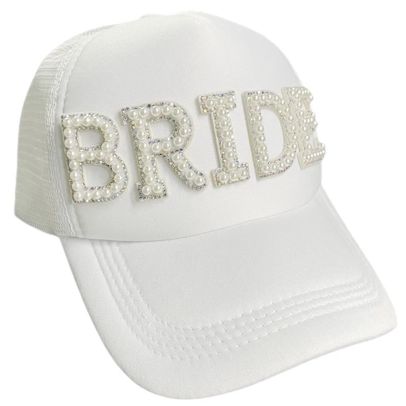 Кепка біла зі стразами BRIDE