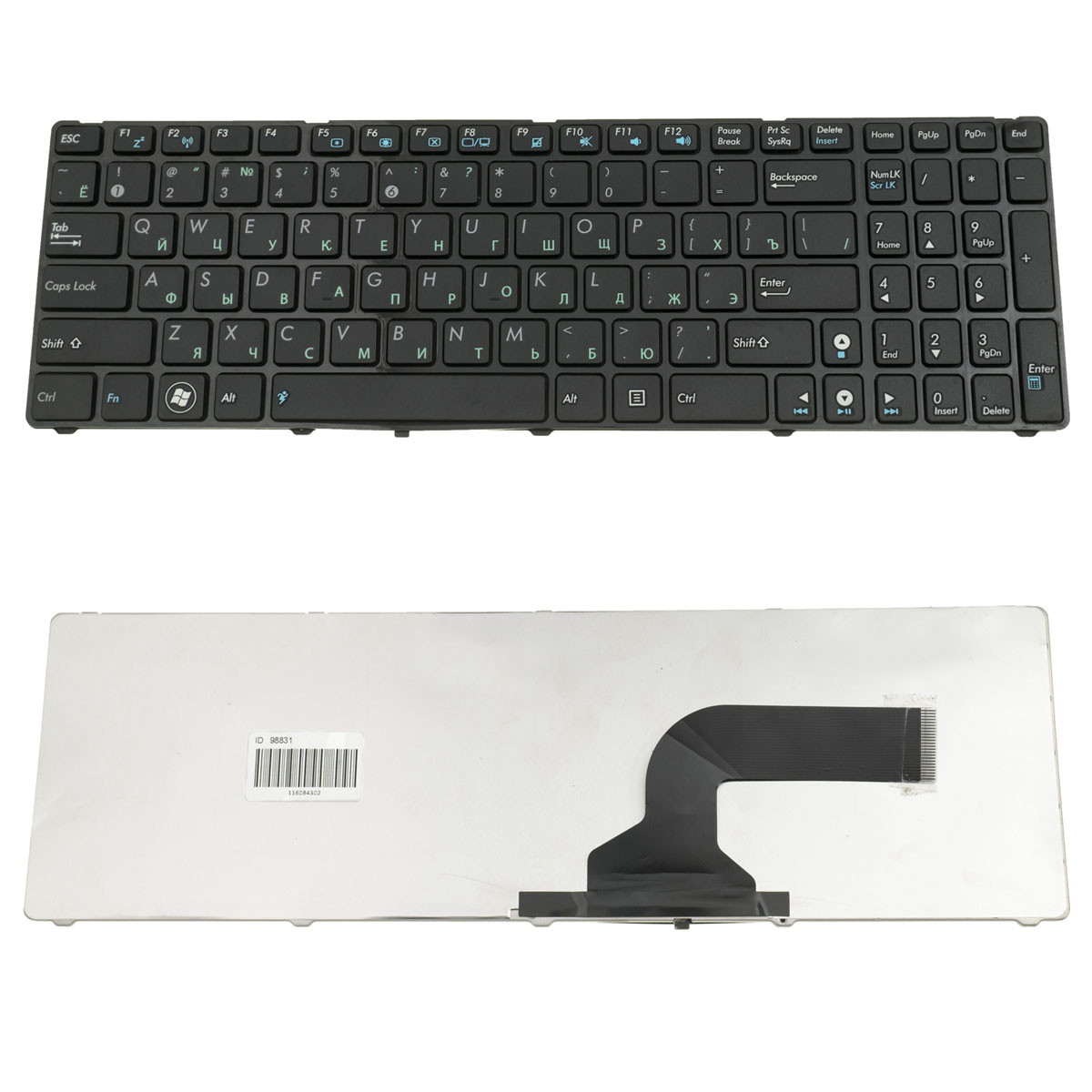 Клавіатура для ноутбука ASUS (A52, K52, X54, N53, N61, N73, N90, P53, X54, X55, X61), rus, black (K52 version) (оригінал)
