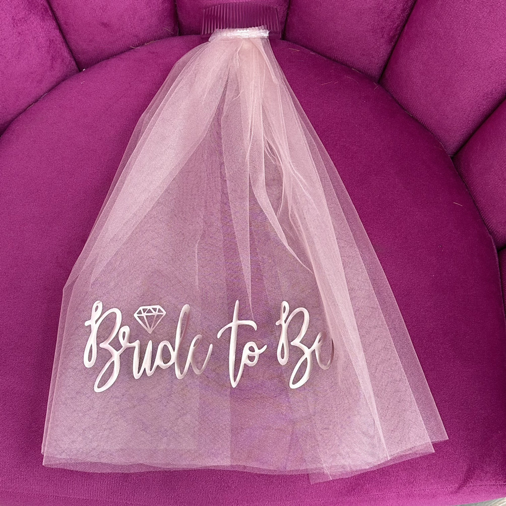 Фата для дівич-вечора Bride to be, пудрова