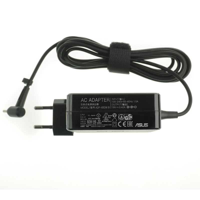 Оригінальний блок живлення для ноутбука ASUS 19V, 3.42A, 65W, 3.0*1.1мм, квадратний корпус, black (адаптер+перехідник)