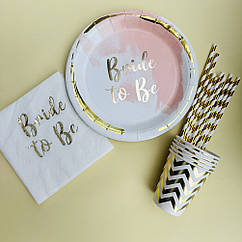 Набір посуду на дівич-вечір Bride to be, на 5 персон