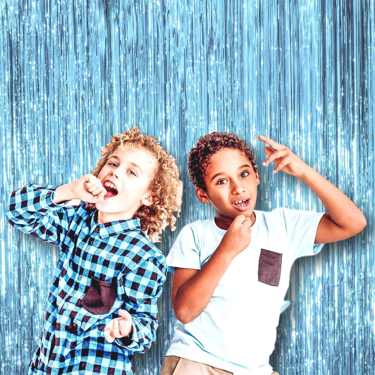 Шторка-завіса з фольги для фотозони "Металік бірюзово-блакитна", 3 х 1 м, фото 1