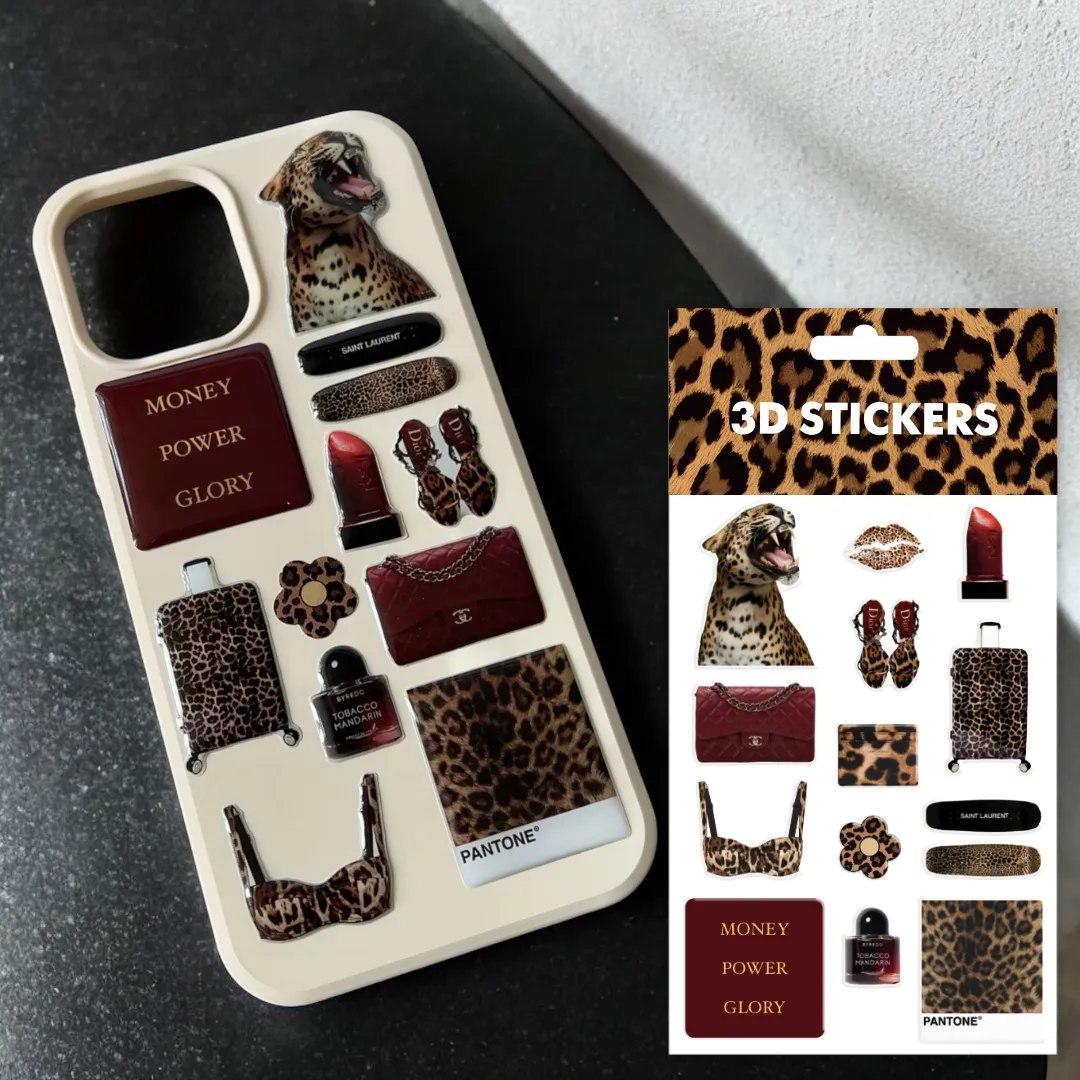 Набір із 8 стікерів "Leopard mood" 3D, 10х15 см