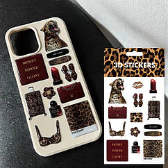 Набір із 8 стікерів "Leopard mood" 3D, 10х15 см