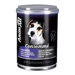 AnimAll (ЕнімАлл) - Вологий корм консоме з качкою, курячим серцем та курячим жовтком для собак 375 гр
