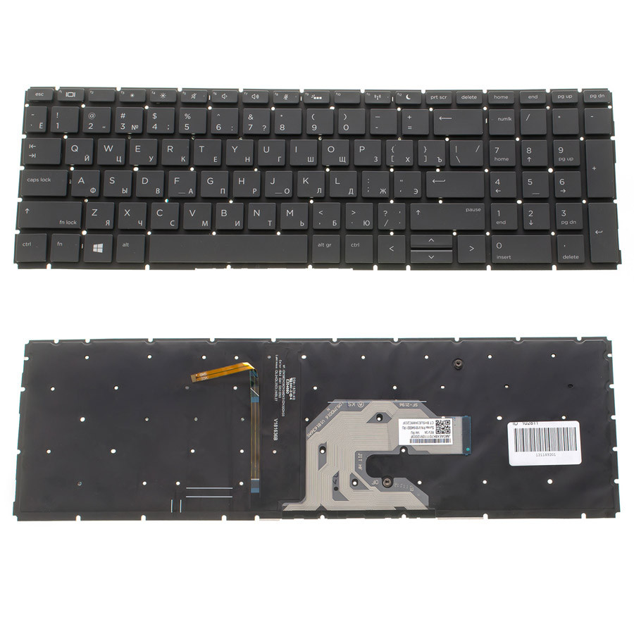 Клавіатура для ноутбука HP (ProBook: 450 G6, 455 G6) rus, black, без фрейму, підсвічування клавіш(оригінал)