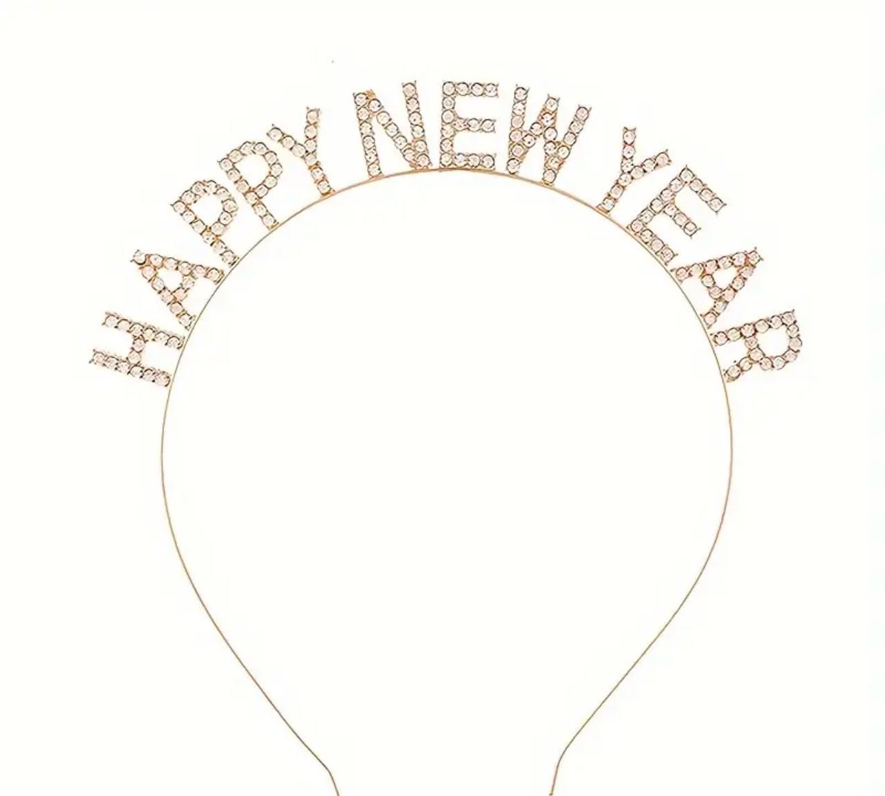 Обруч зі стразами " Happy New Year" на Новий Рік, оne size, фото 1