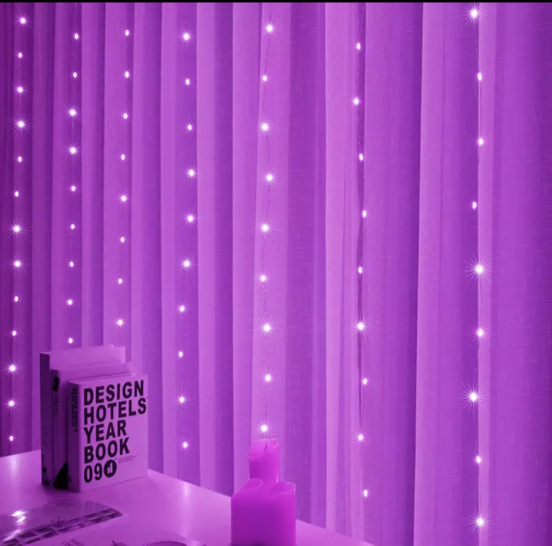 Гірлянда - штора Роса, 144  LED , фіолетовий 1,8 м ширина х 1,2 висота, фото 1