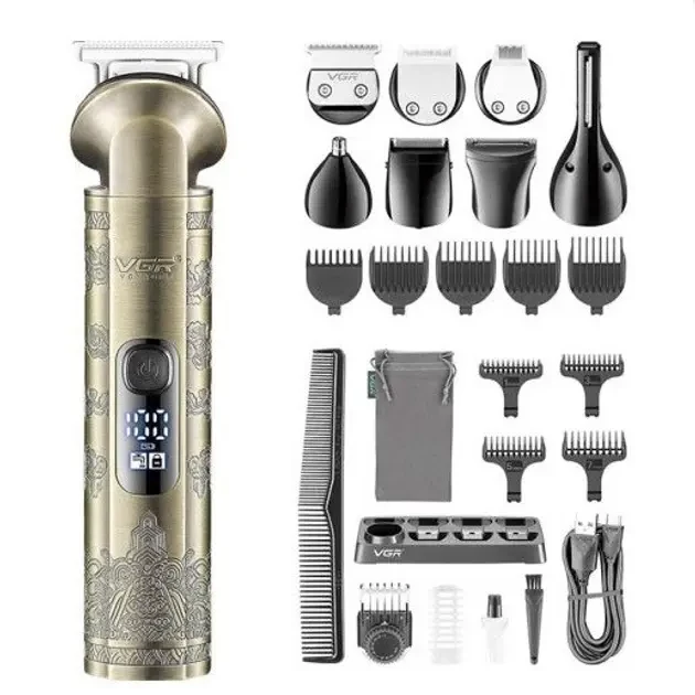 Набір VGR V-110 8в1 Professional для догляду за волоссям, бородою, триммер для носа, фото 1