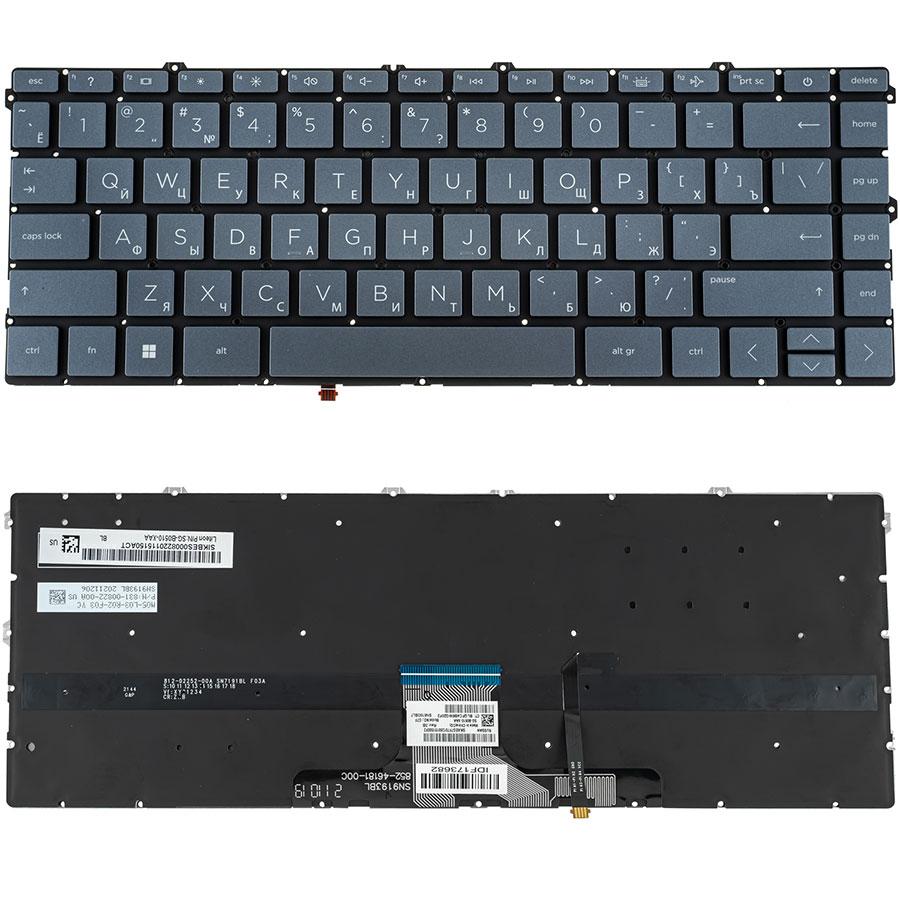 Клавіатура для ноутбука HP (14m-dw) rus, dark blue, без фрейма, підсвітка клавіш