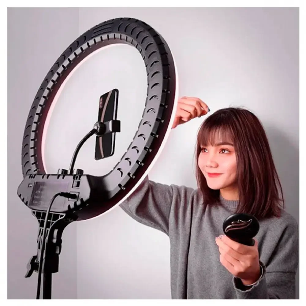 Кільцева LED лампа RL-14 36см 220V 1 крепл.тел. + пульт + чохол, фото 1