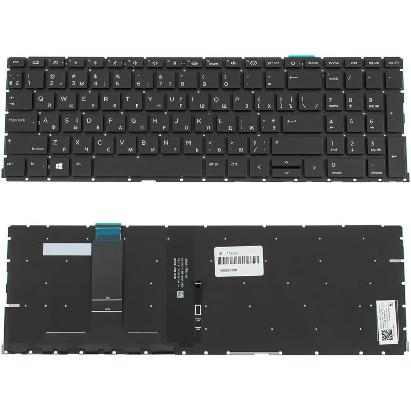 Клавіатура для ноутбука HP (ProBook: 450 G8, 455 G8) ukr, black, без фрейму, підсвічування клавіш (ОРИГІНАЛ)