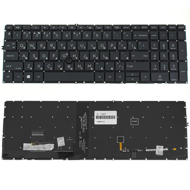Клавиатура для ноутбука HP (ProBook: 850 G8, 855 G8) rus, black, без фрейма, подсветка клавиш, с джойстиком