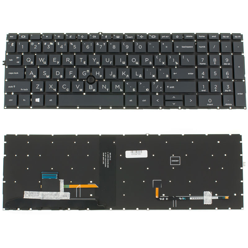 Клавіатура для ноутбука HP (EliteBook: 850 G7, 855 G7) rus, black, без фрейма, підсвічування клавіш, з джойстиком
