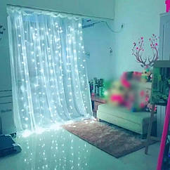 Гірлянда - штора Роса 200 LED, холодний білий,  3 ширина х 2 висота