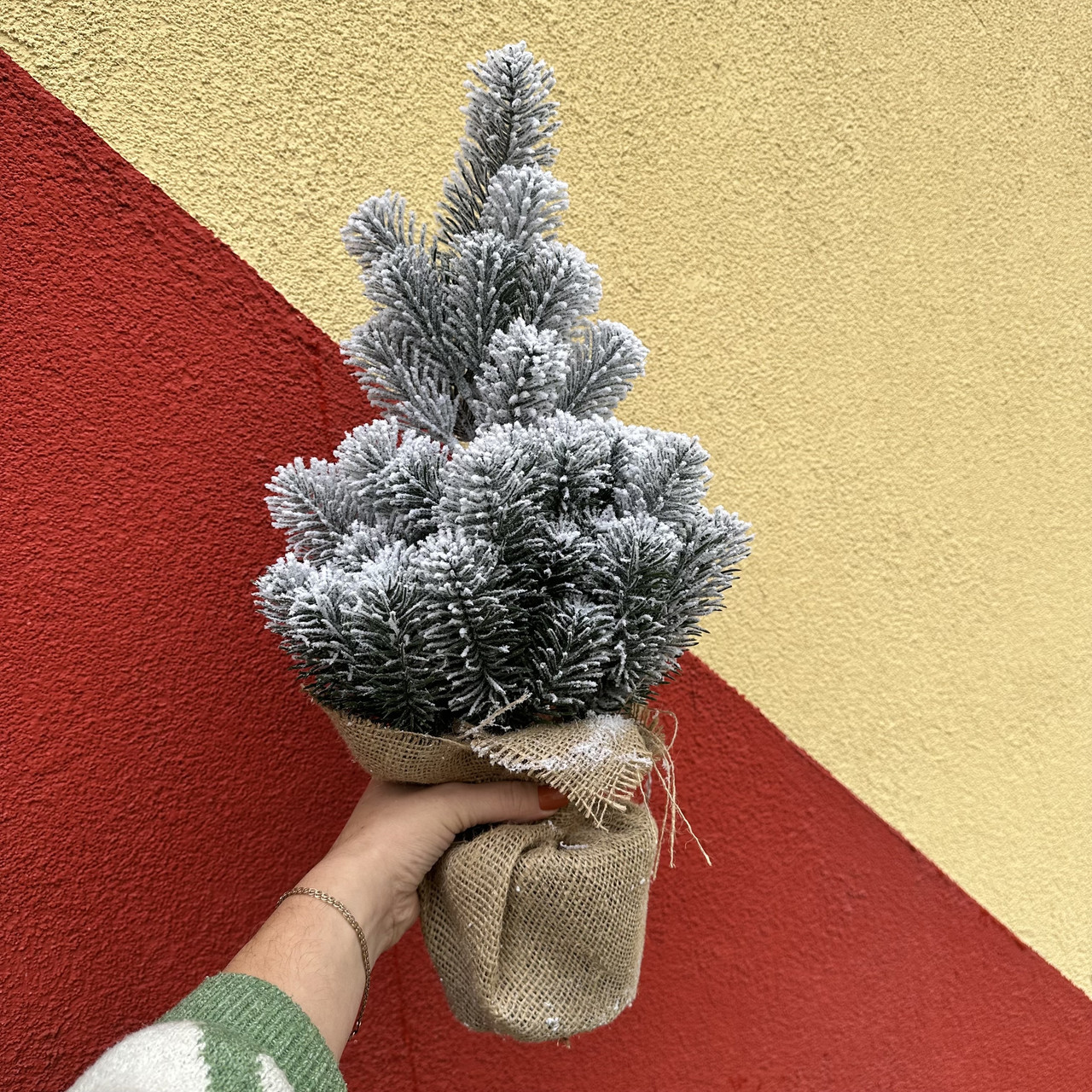 Ялинка штучна 50 см у горщику засніжена, фото 1