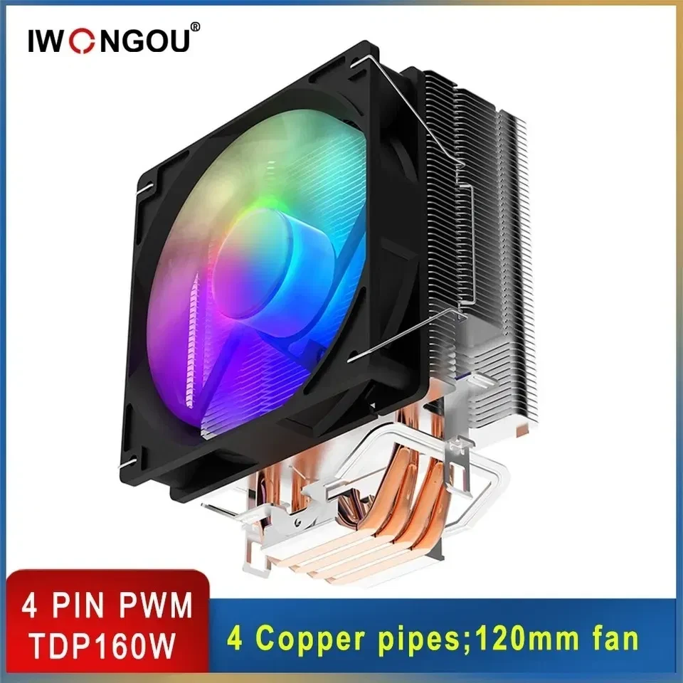 Кулер для процесора AMD IWONGOU RGB 4pin 4 теплотрубки 160W TDP