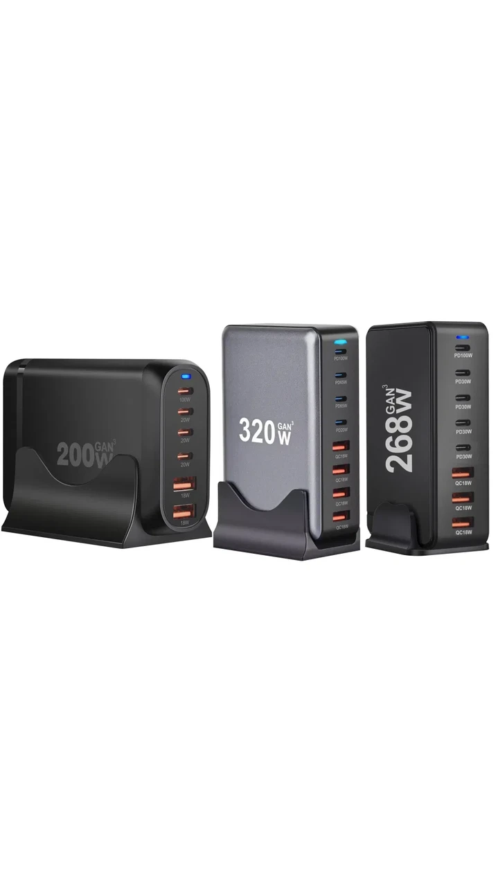 Зарядний пристрій 200W 268W 320W Gan Pro Type-C Usb A8 портов