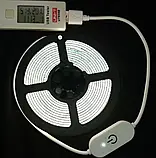 Led стрічка сенсор USB 3 метра Cob 5V 2A холодне тепле світло, фото 4