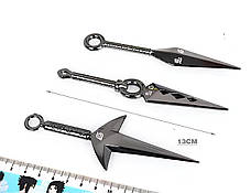 Комплект іграшкових кунаї шинобі Наруто Узумаки RESTEQ — металеві кинджали, сюрікен, амулет і коробка, фото 4